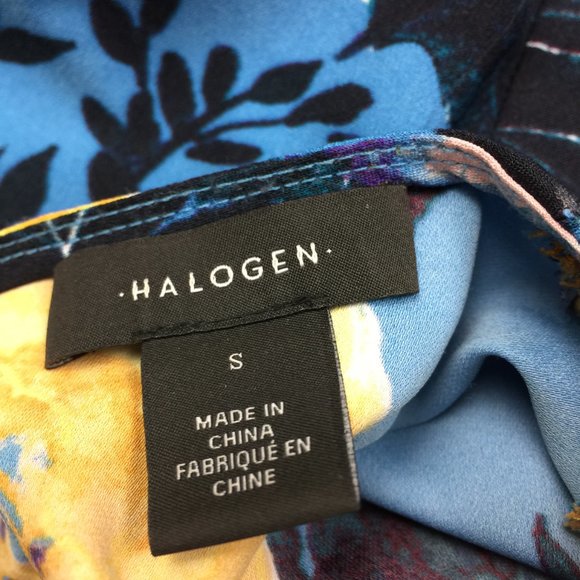 Halogen Shift Dress Size S Womans Blue Button Back Ruffle Hem Floral Print - Picture 5 of 12
